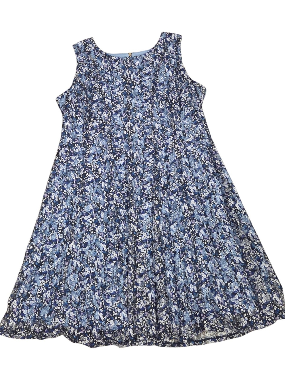 Blue Floral Sleeveless Midi Dress - Lightweight Summer Style